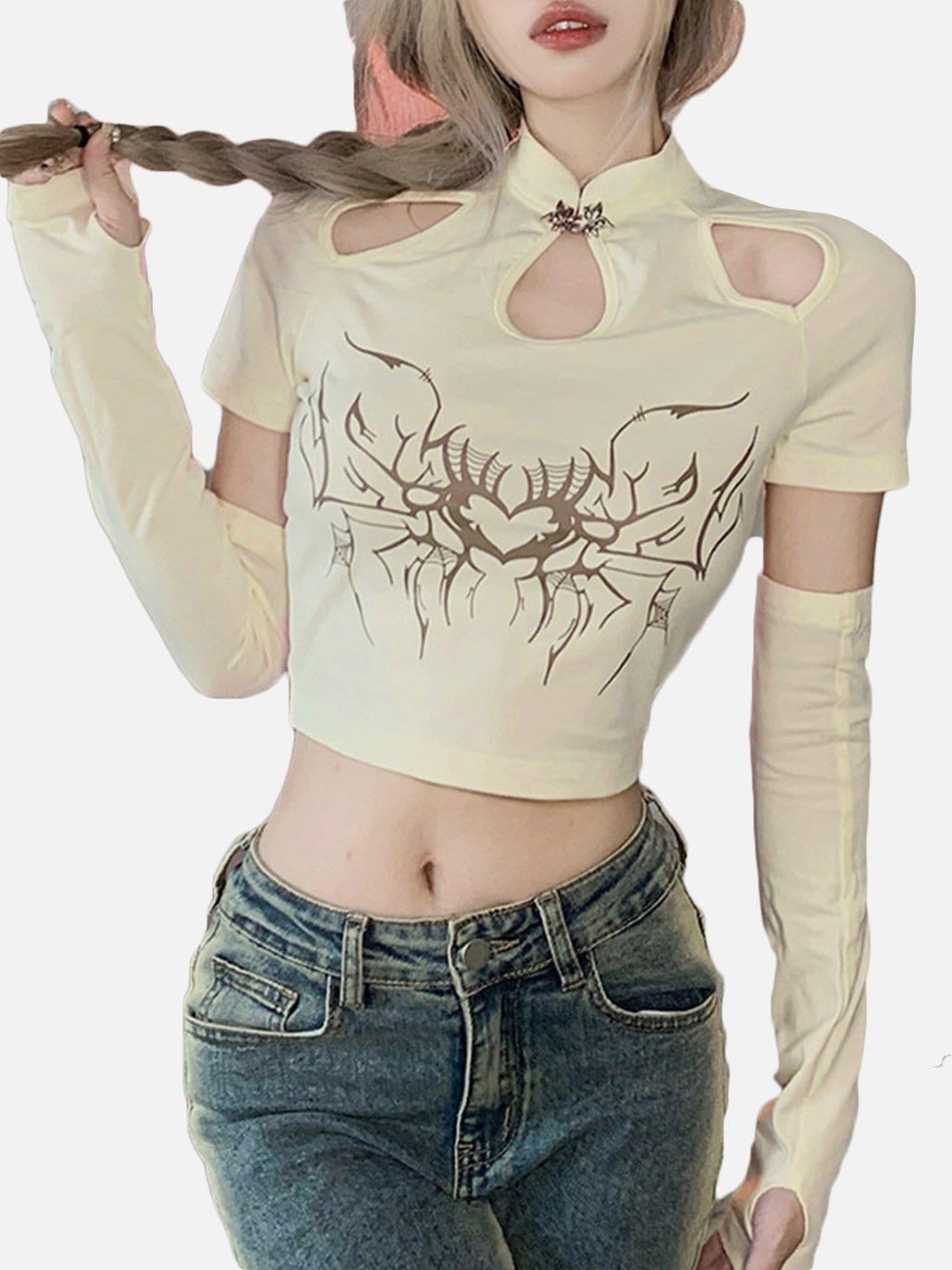 Spider Heart Hollow Long Sleeve T Shirts