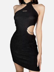 Chain Hollow Halterneck Dress