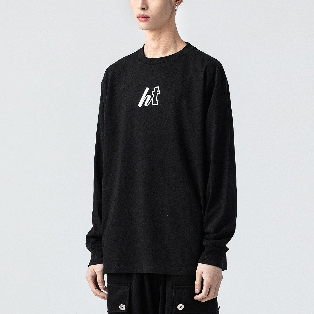 Solid Color Print Sweatshirt