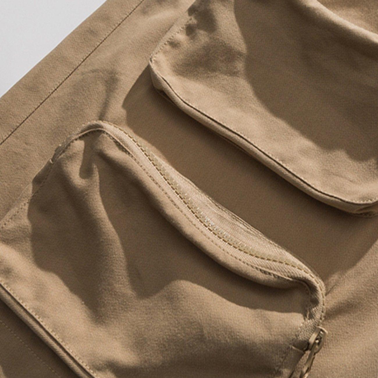 Multi Pockets Letters Drawstring Shorts