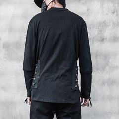 Dark Fake Two Side Bandage Sweatshirt