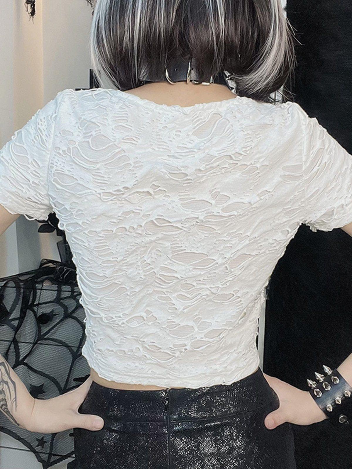 Cut Hollow Short Sleeve T Shirt