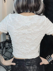 Cut Hollow Short Sleeve T Shirt