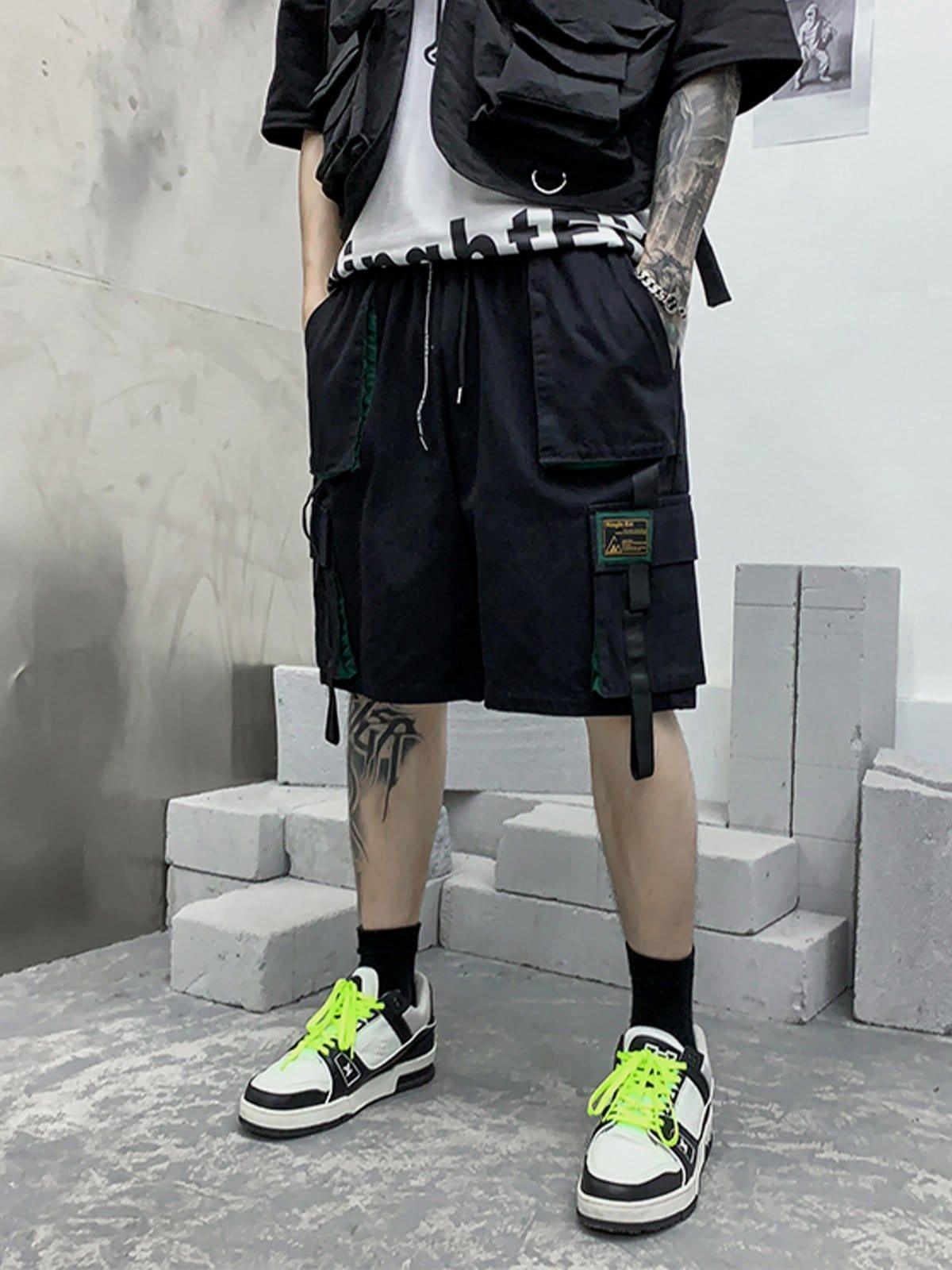 Patchwork Ribbon Cargo Shorts