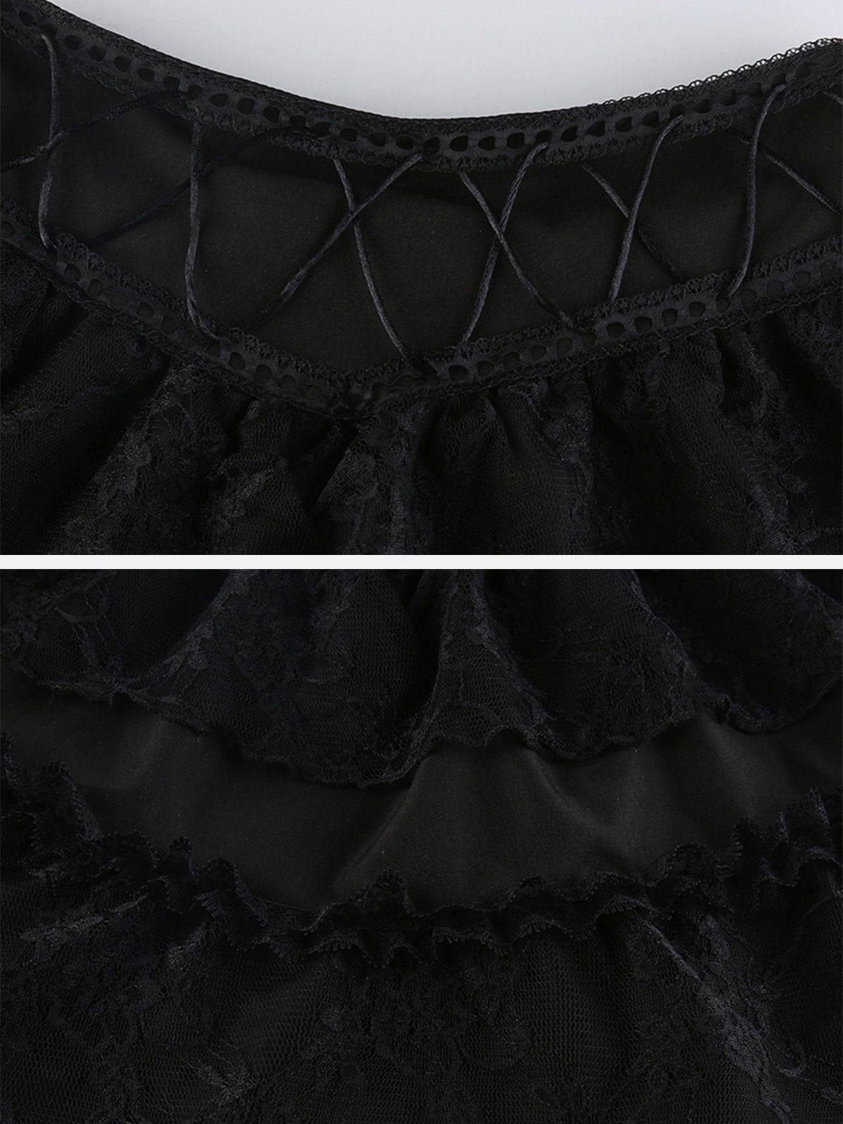 Cross Straps Lace Skirt