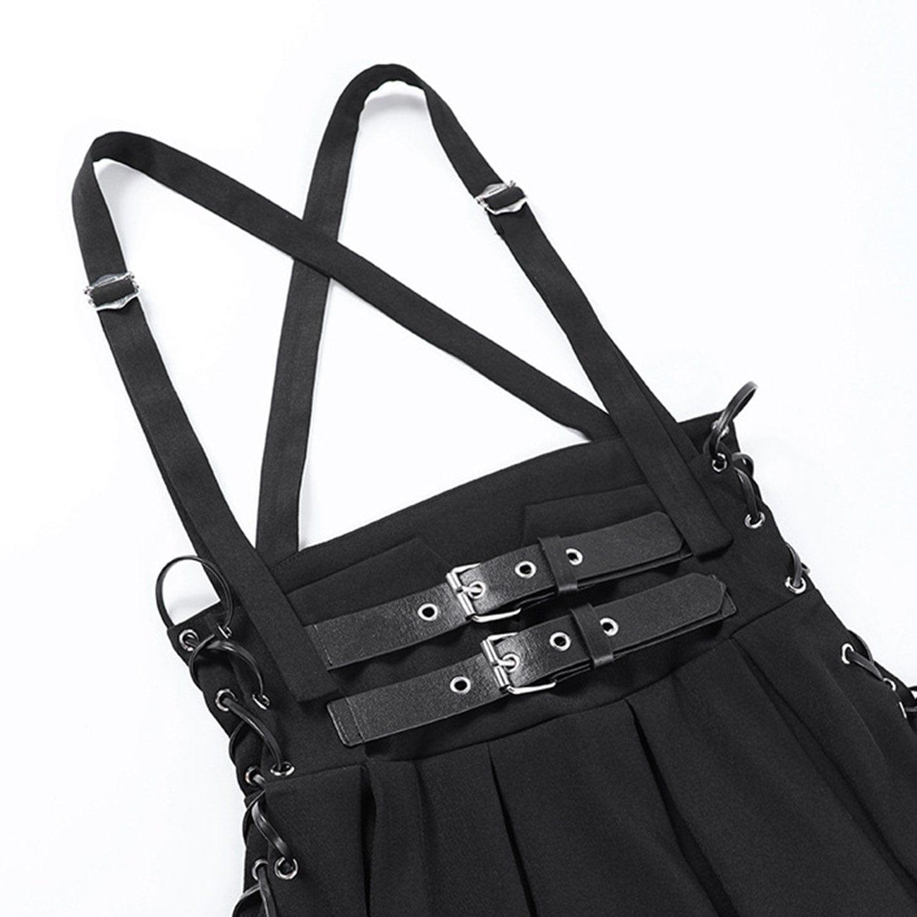 Punk Strap Pleated Skirt