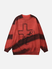 Tie Dye Crucifix Knit Sweater