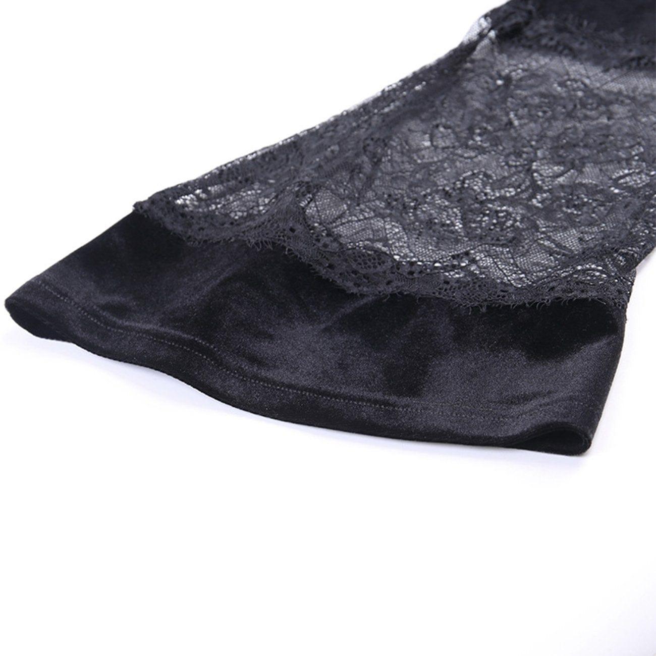 Lace Patchwork Trumpet Long Sleeve T Shirt