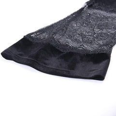 Lace Patchwork Trumpet Long Sleeve T Shirt