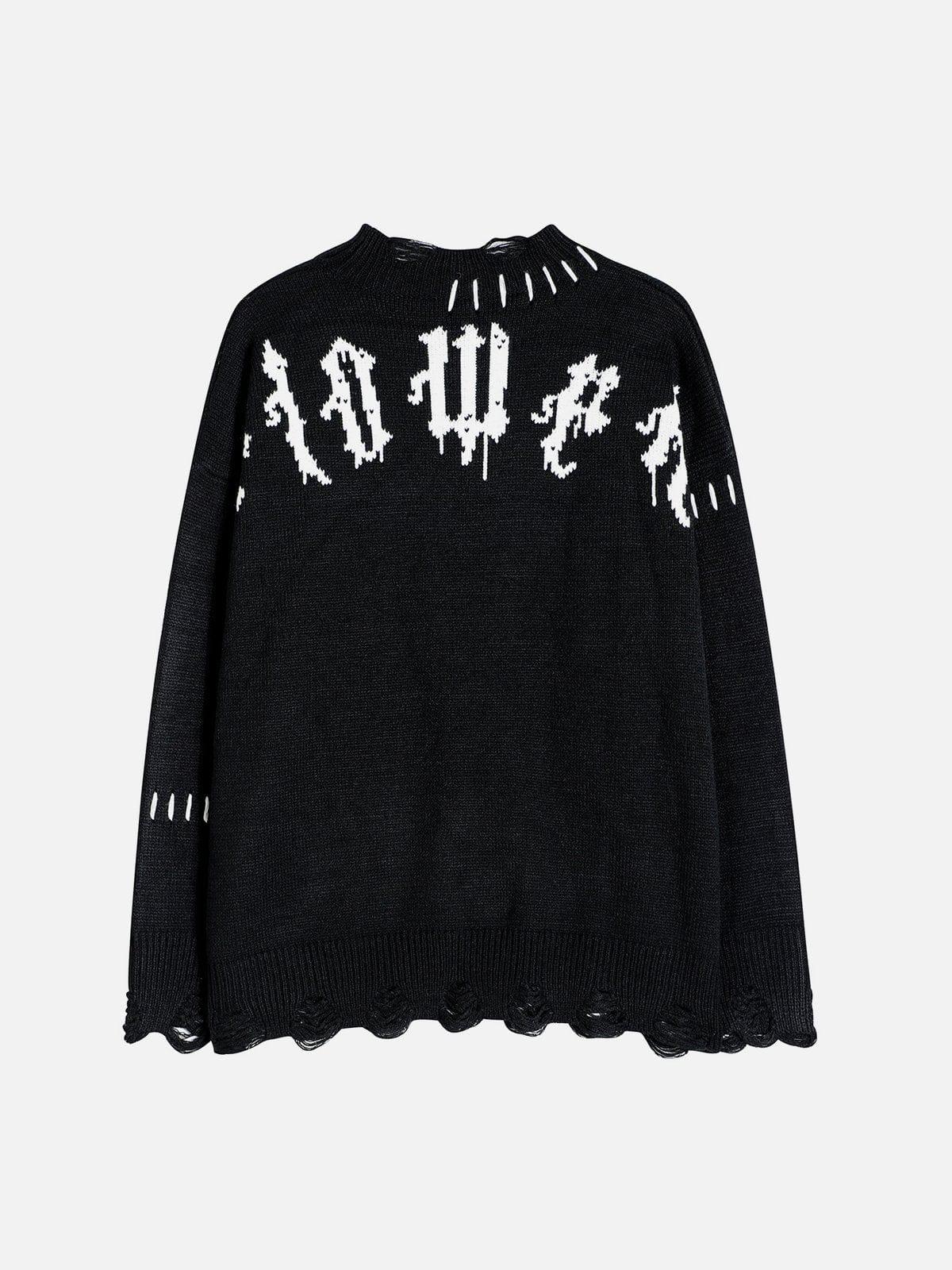 Flower Ripper Hole knit Sweater