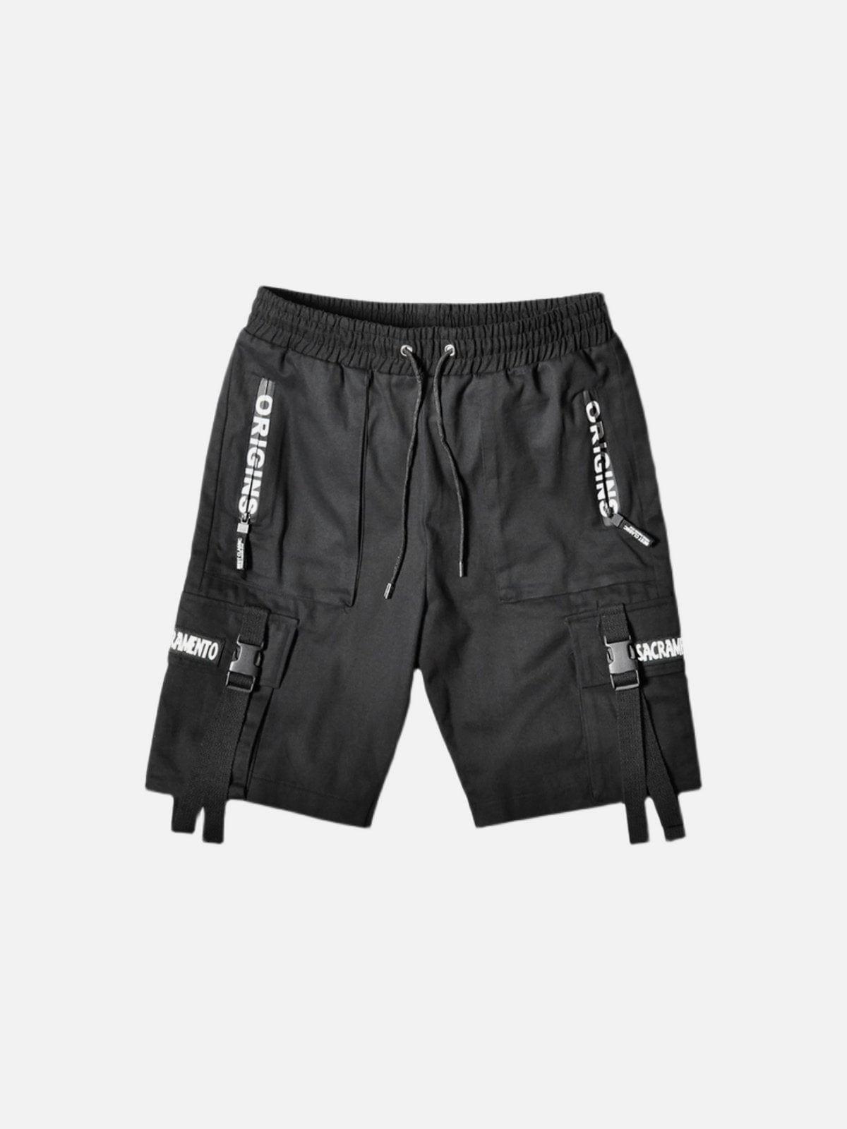 Letter Schoolbag Buckle Cargo Shorts