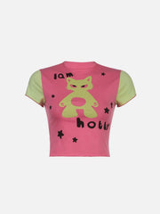 Cartoon Cat Short Sleeve T Shirt
