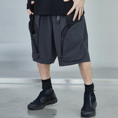 Zip Up Curved Pocket Drawstring Shorts