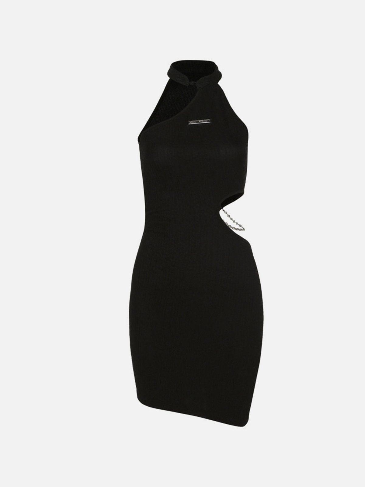 Chain Hollow Halterneck Dress