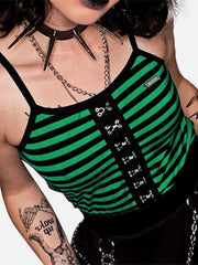 Dark Single-breasted Buckled Striped Vest