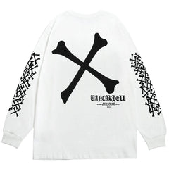 Dark Skull Bones Cotton Oversized Sweatshirt