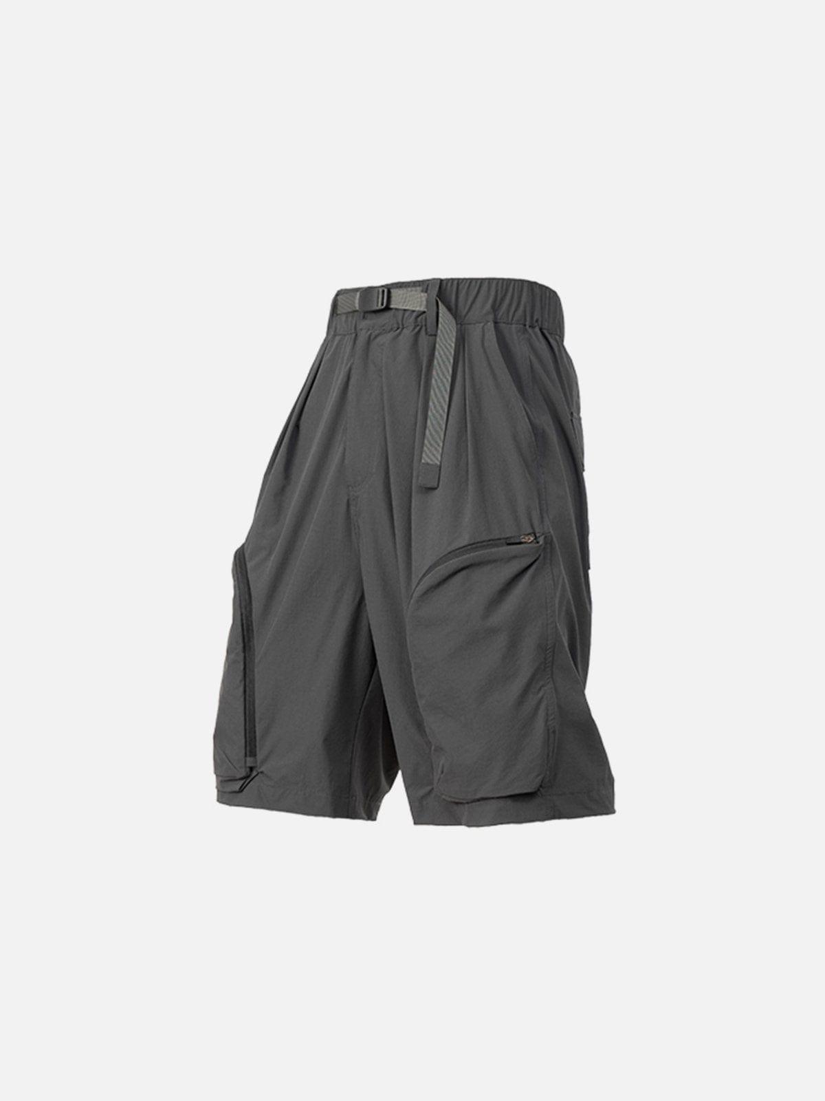 Curved Zip Pocket Cargo Shorts