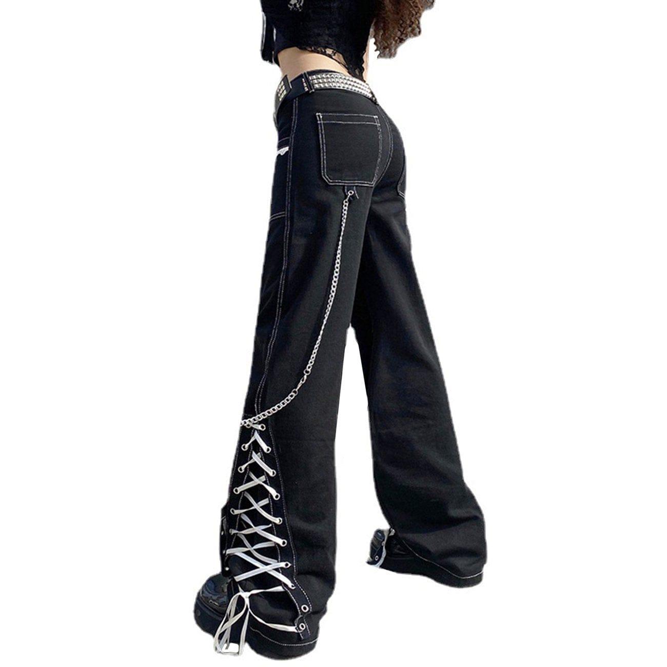 Lace Ribbons Straight Jeans
