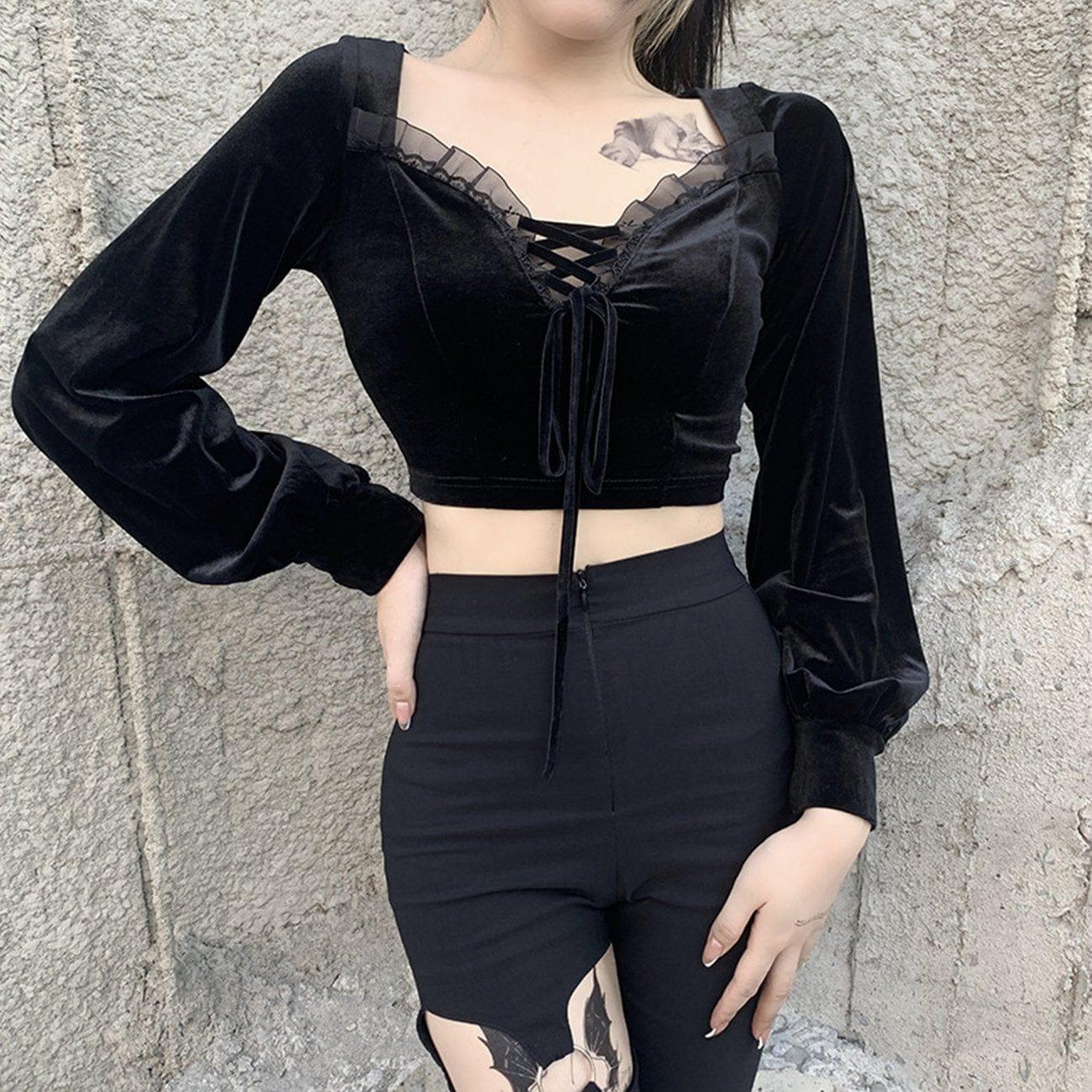 Tie Rope Lantern Sleeve T Shirt