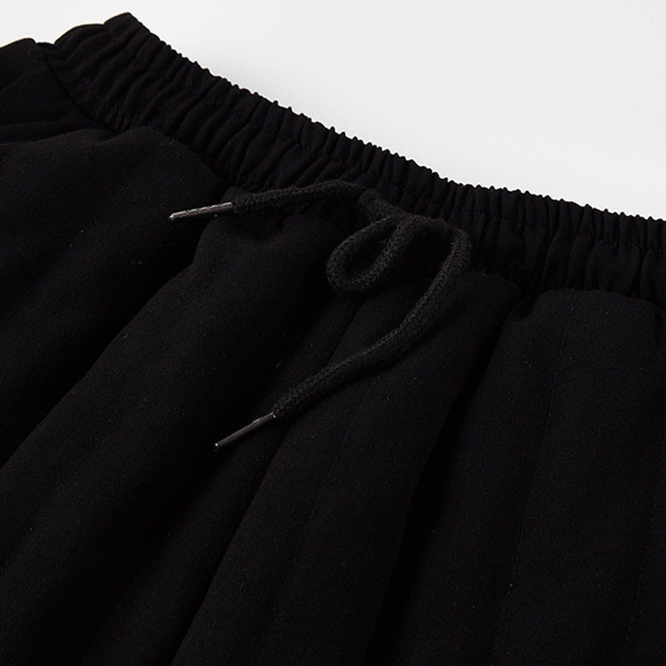 Dark Fake Two Bandage Oversized Thick Ankle-length Pants