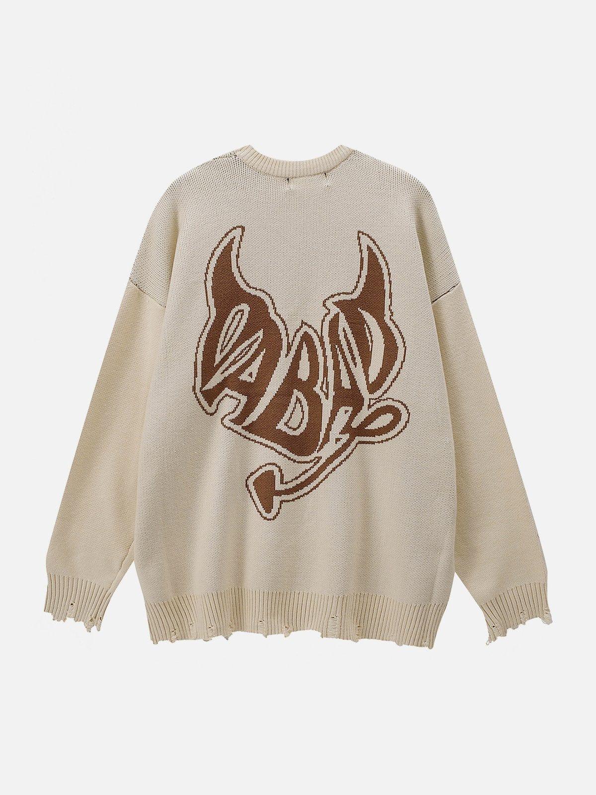 Devil Alphabet Knit Sweater
