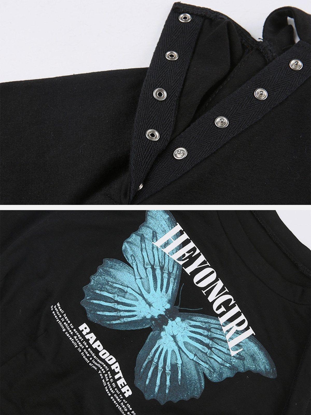 Hidden Buckle Butterfly Short Sleeve T Shirt