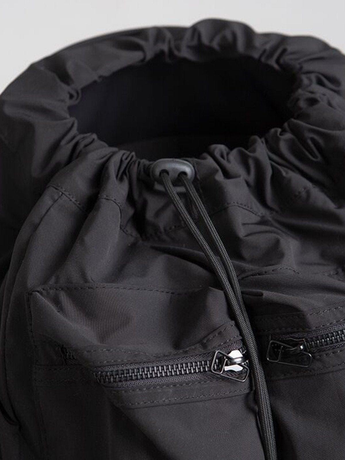 Function Drawstring Multi Pockets Nylon Backpack