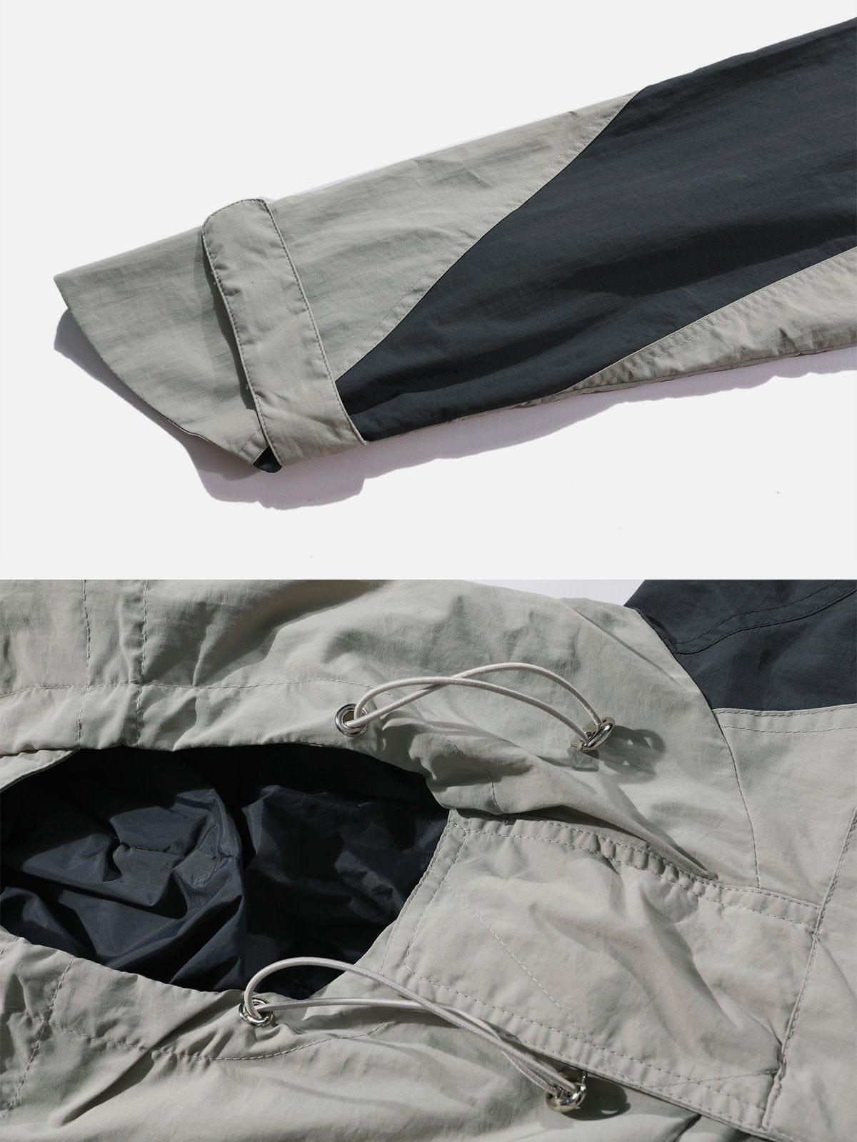 Patchwork Big Pocket Zip Up Jacket