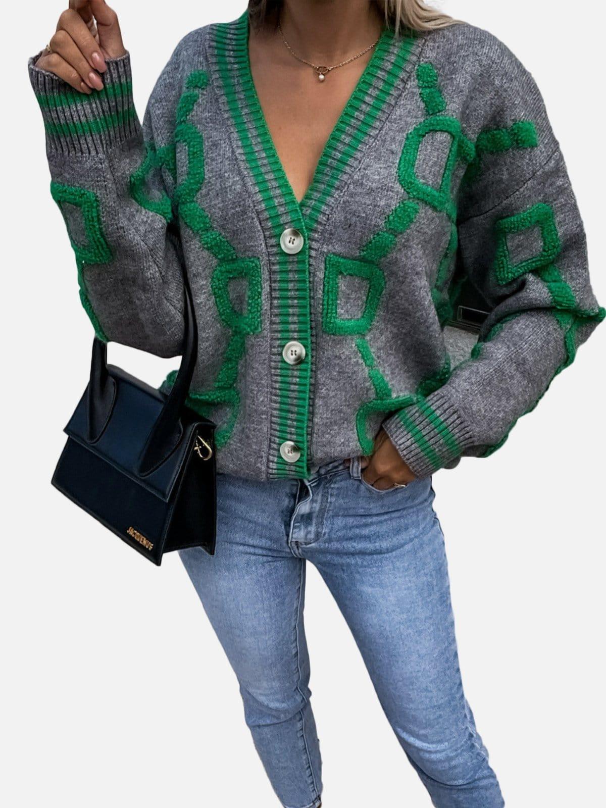 Letters "D" Knit Cardigan Sweater