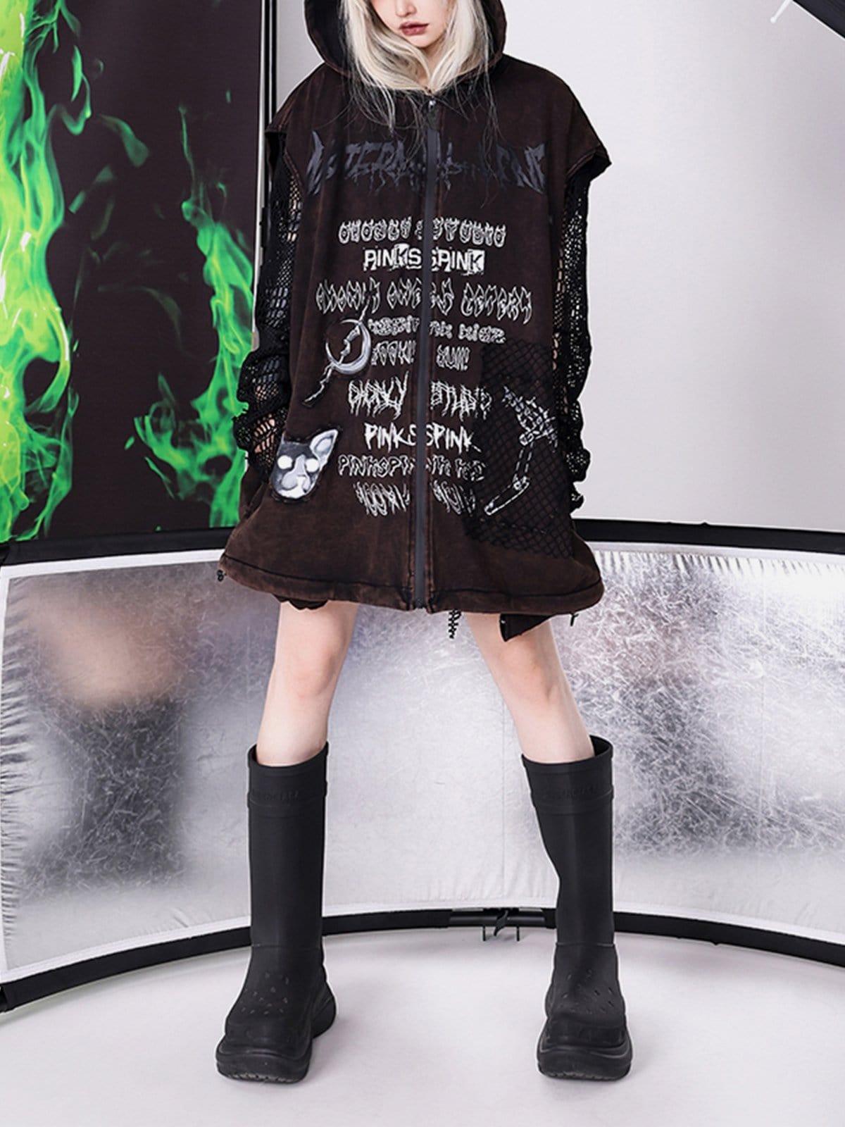 Gothic Graffiti Hooded Vest