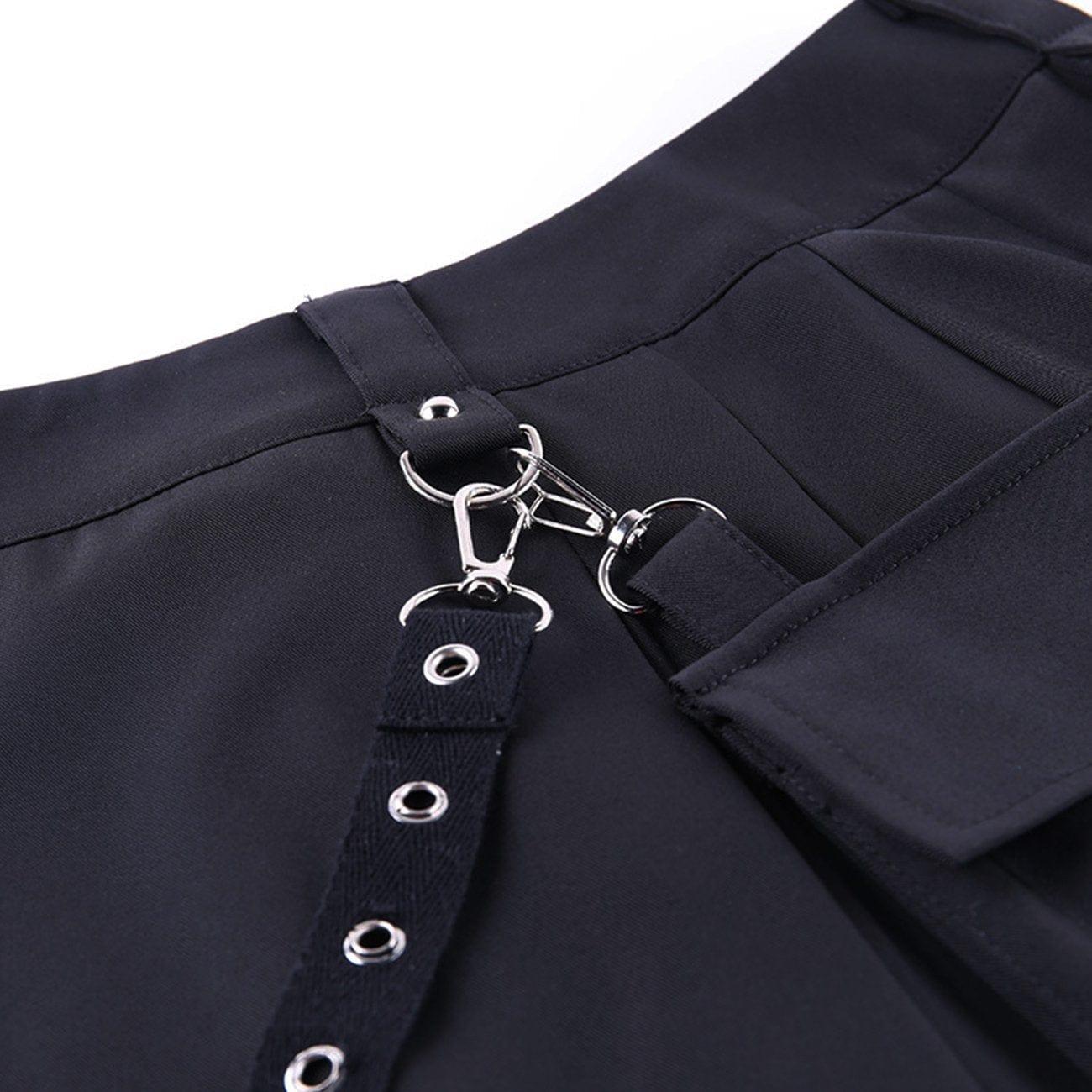 Dark Punk Irregular Pockets Skirt