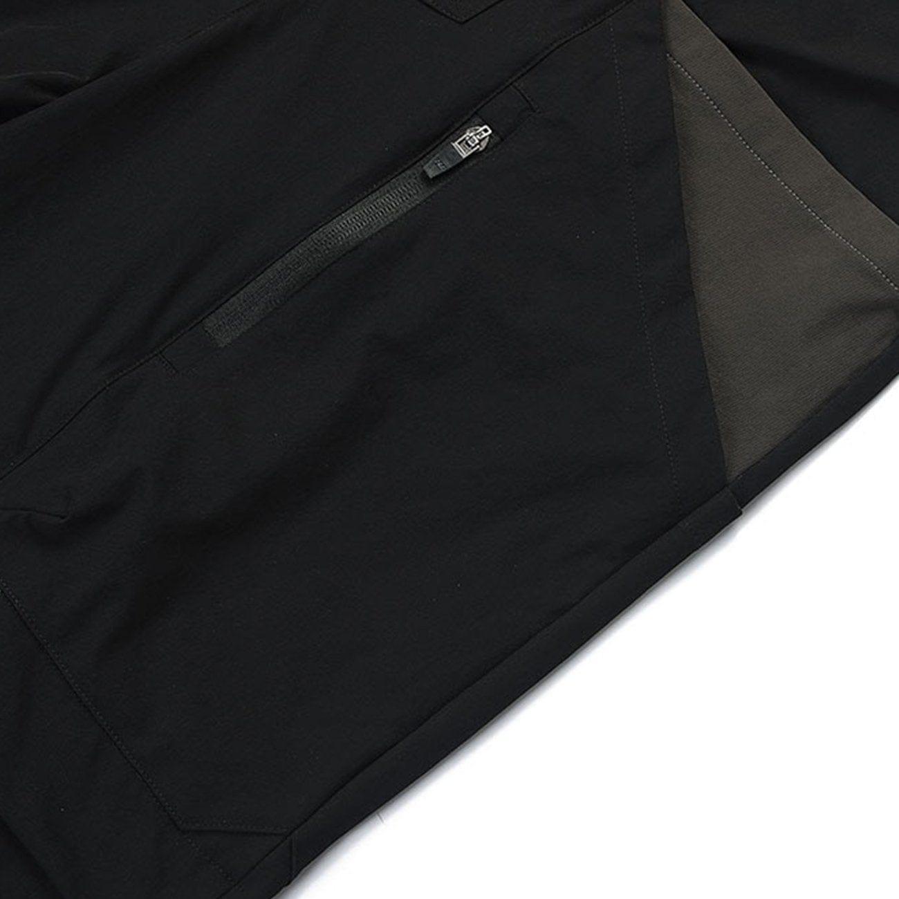 Patchwork Ribbon Zip Up Pocket Drawstring Function Shorts