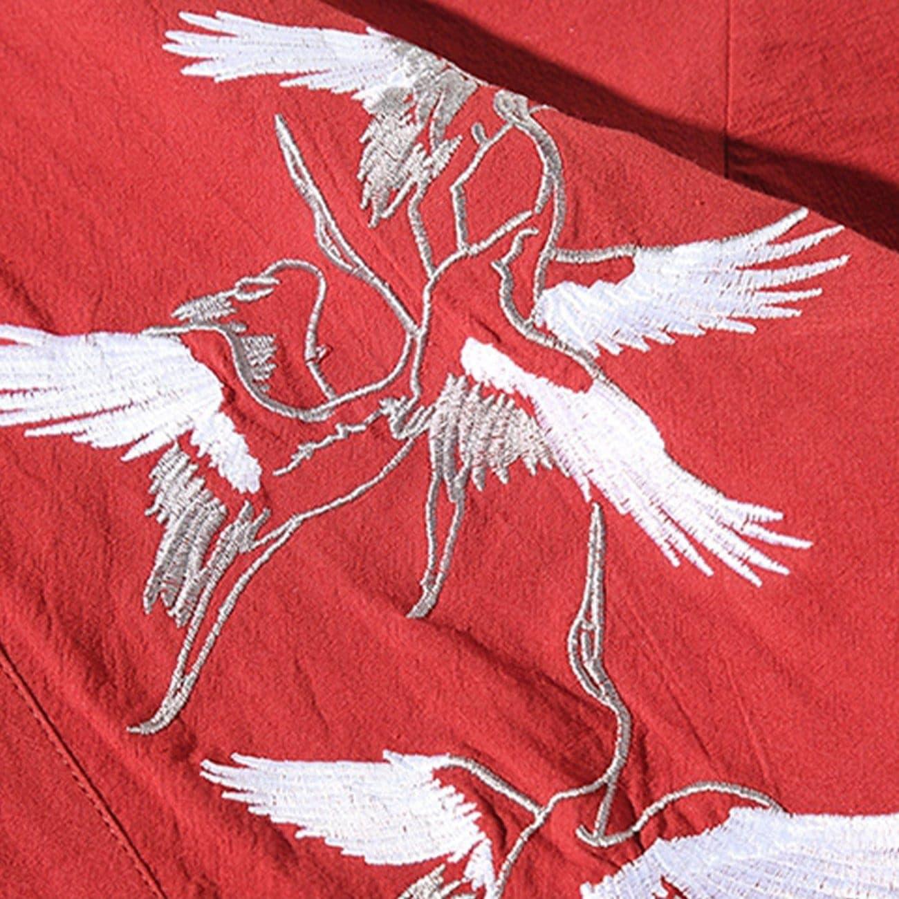 Crane Embroidery Cardigan Kimono
