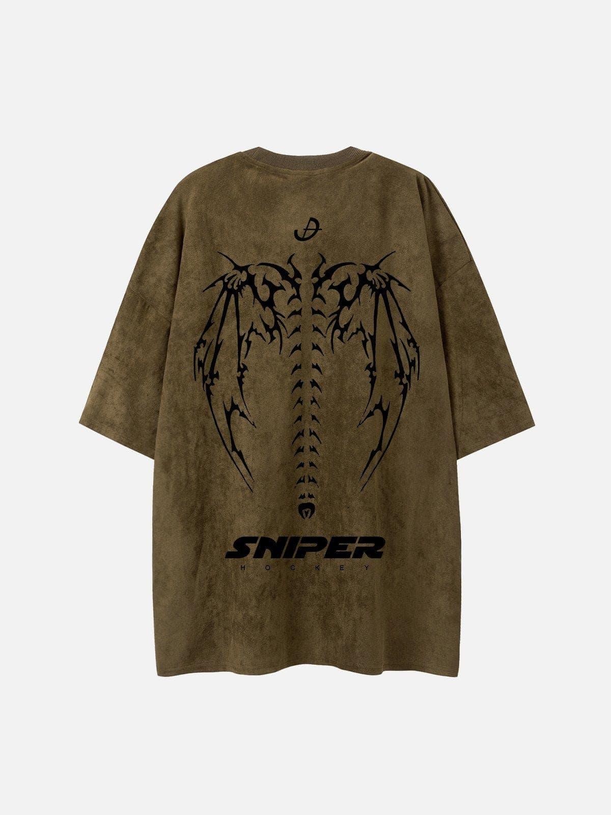 Skeleton Wings Chain Graphic Tee