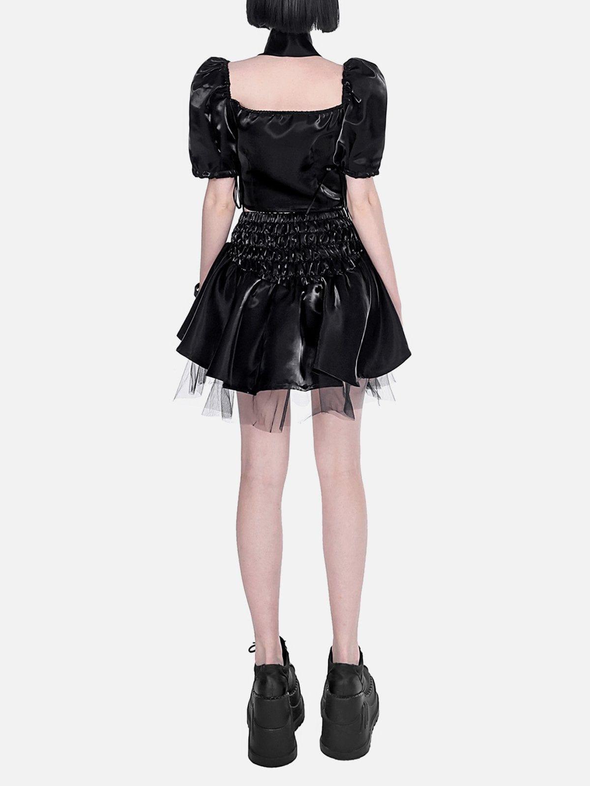 Puff Sleeves Short Sleeve T Shirt Suit