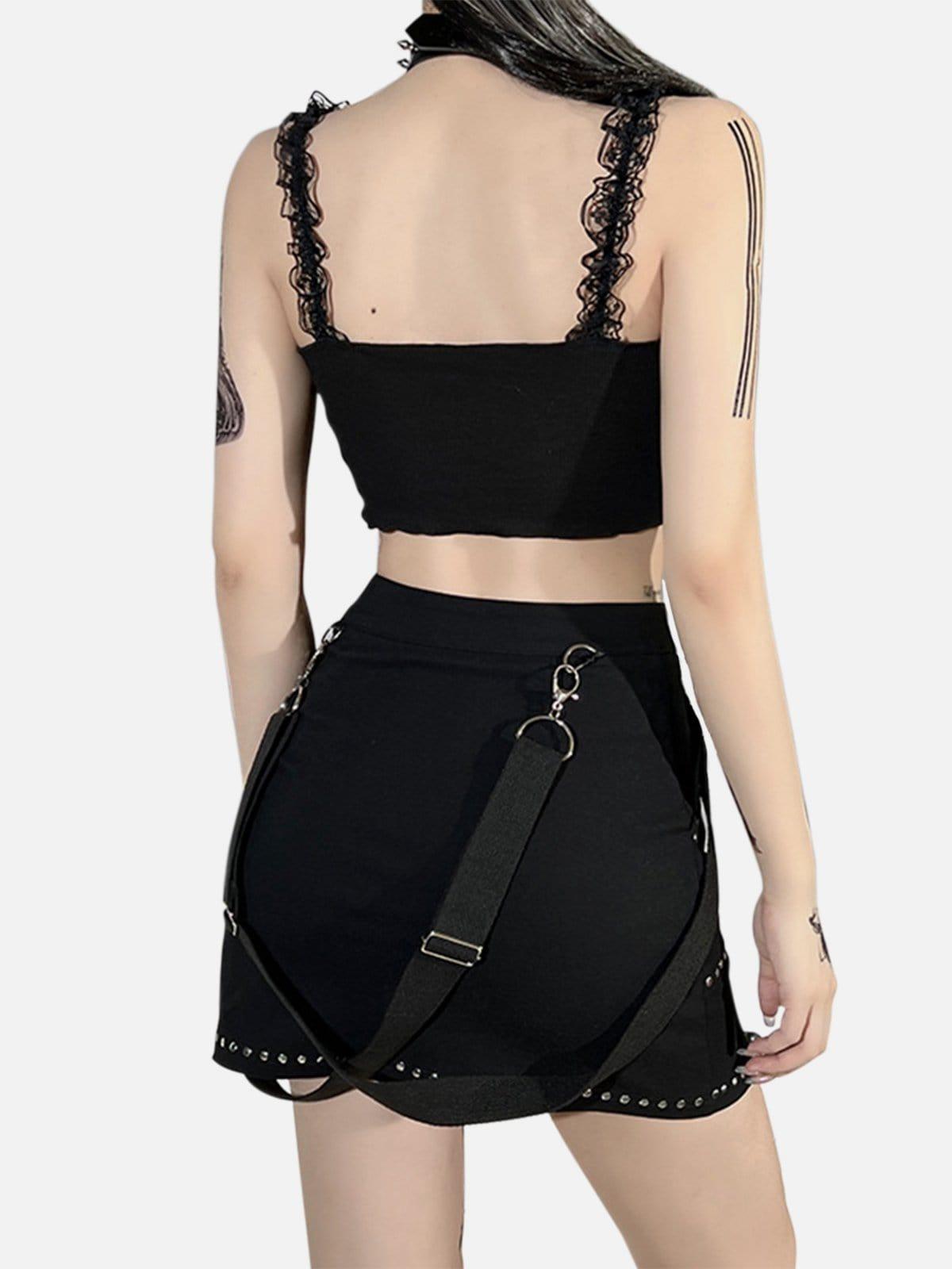 Lace Suspenders Vest