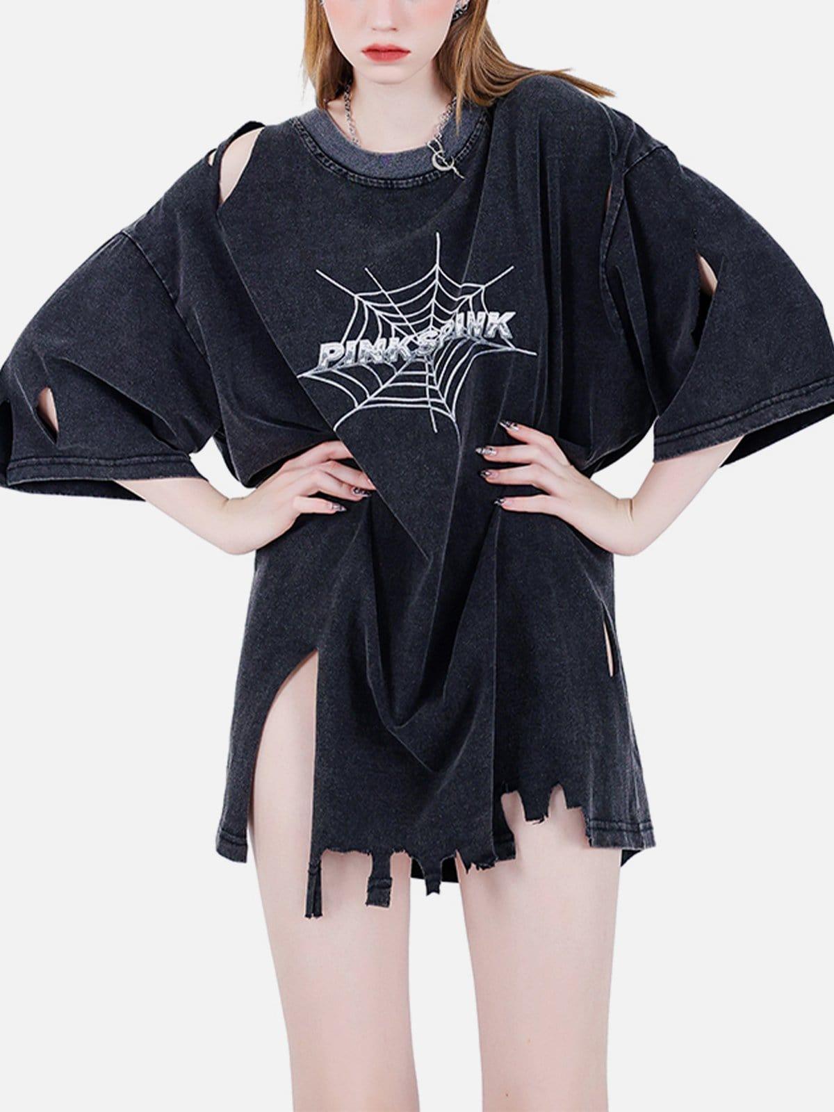 Irregular Hole Spider Web Tee