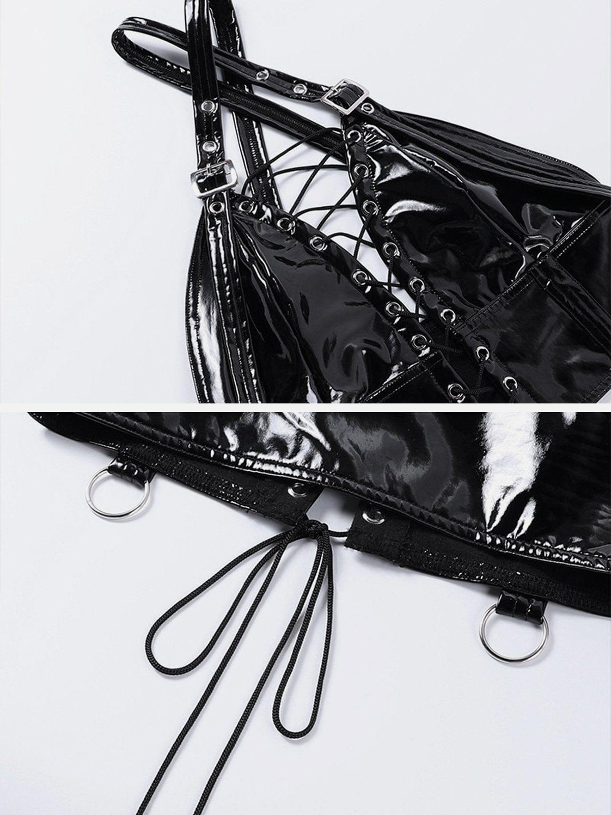 Tie Rope Buckle PU Vest