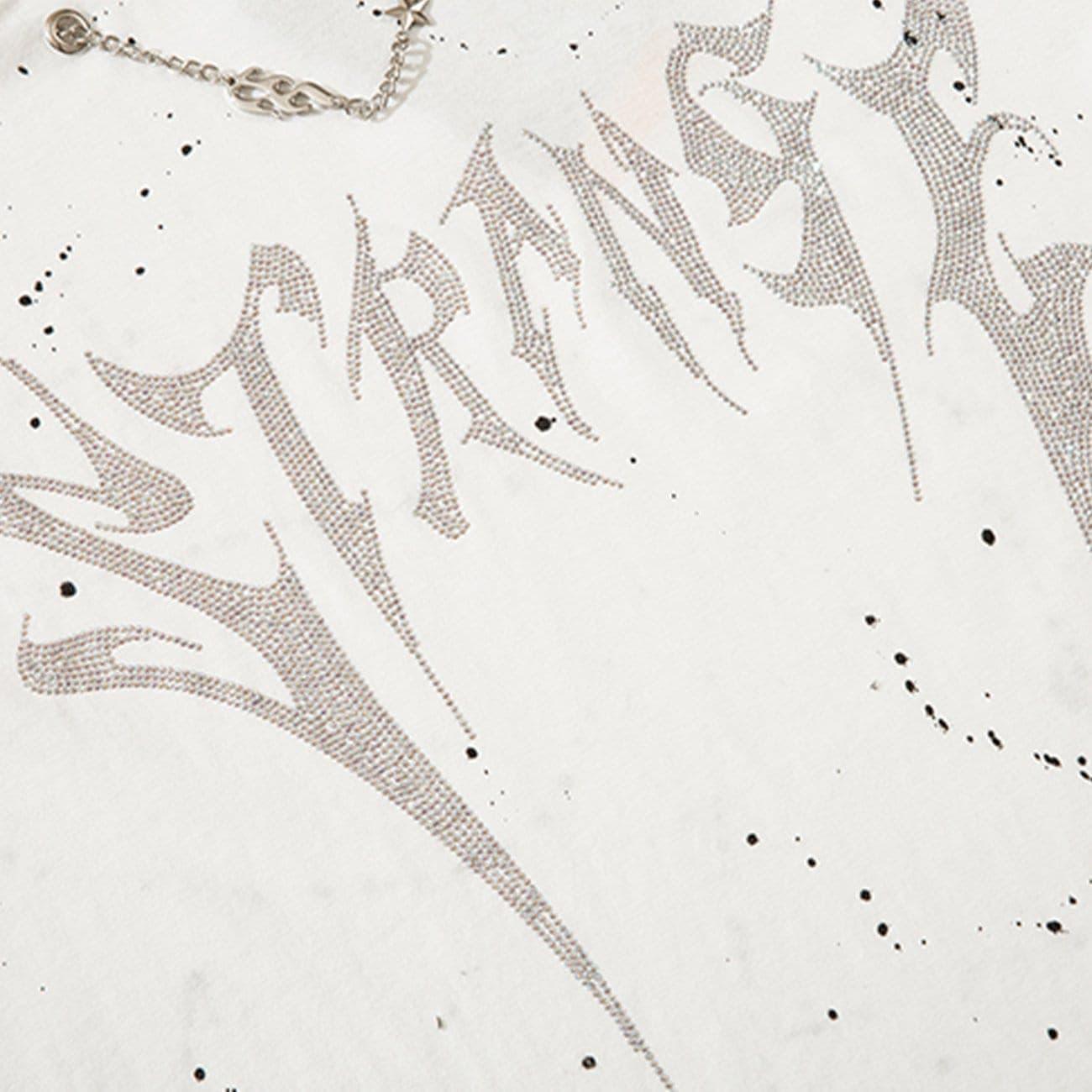 Splash Ink Necklace Letters Print Sweatshirt