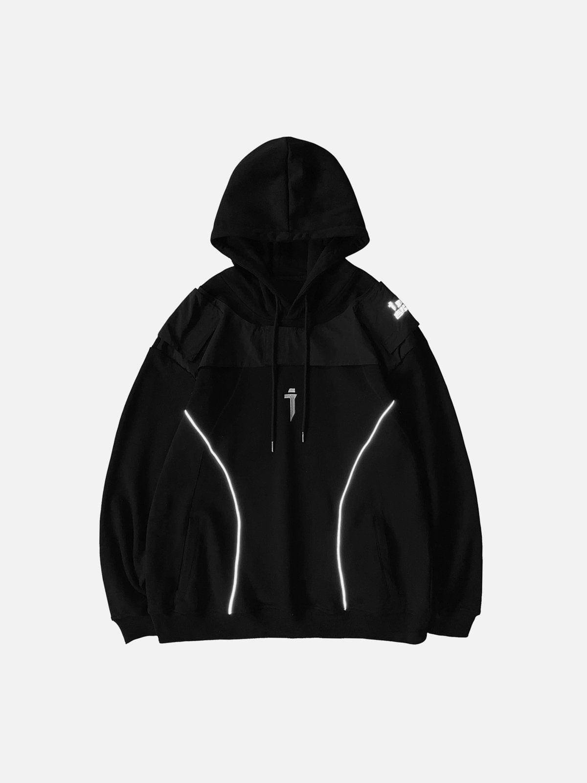 Patchwork Reflective Strip Hoodie