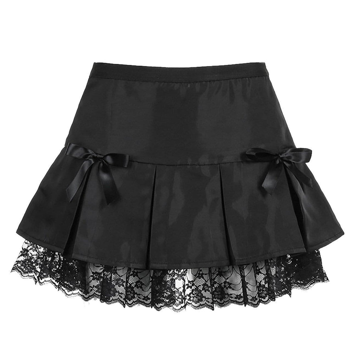 Sexy Short Bow Decorated Lace Pleated Skirt