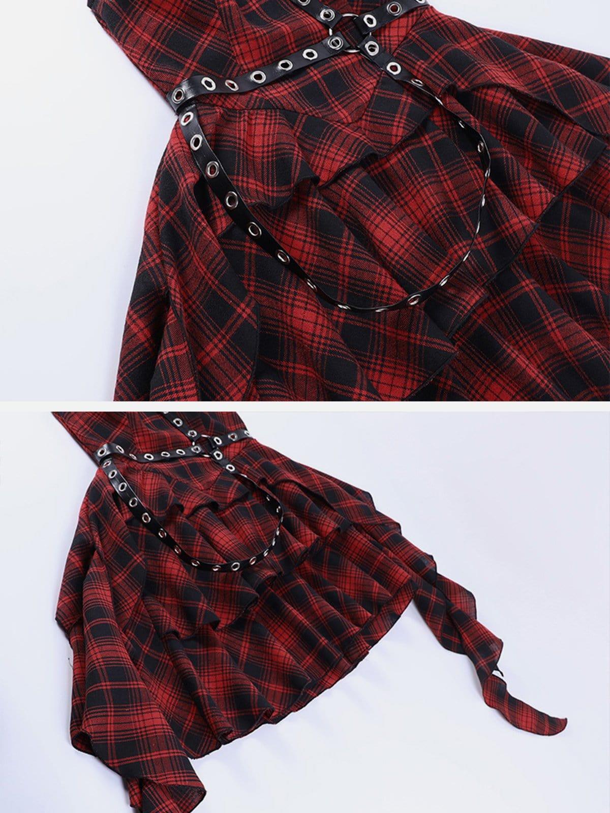 Plaid Irregular Dress
