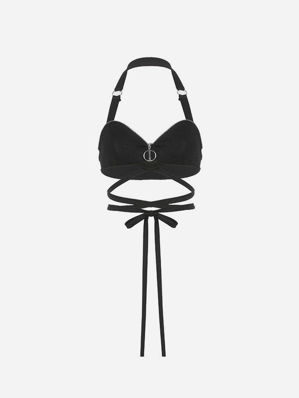 Zip Up Ribbon Vest