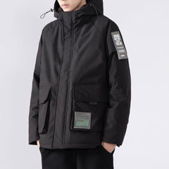 Labeling Hooded Winter Down Coat