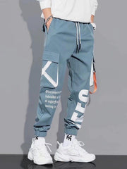 Function Ribbons Print Cargo Pants