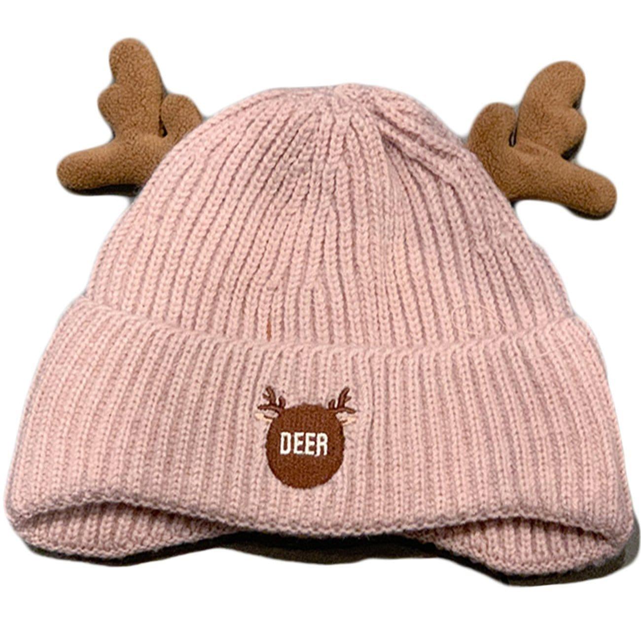 Vintage Elk Horn Embroidery Knit Cap