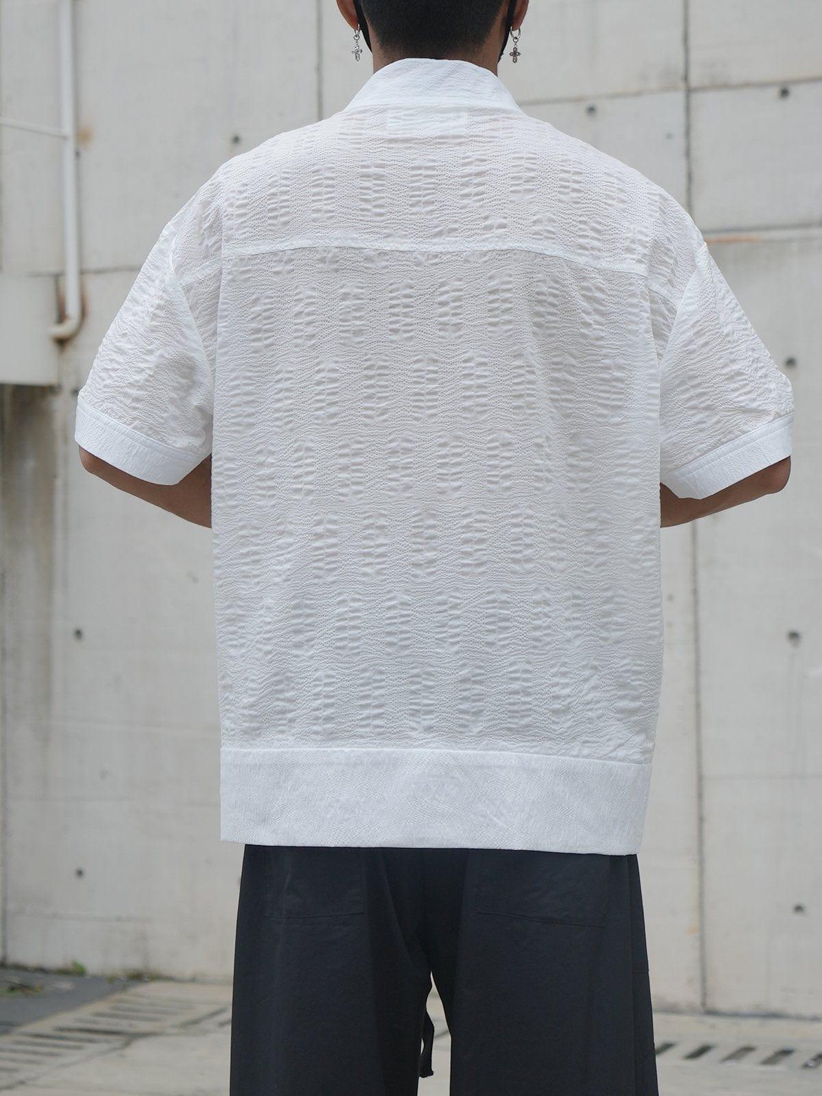 Chain Zip Up Short Sleeve Shirt