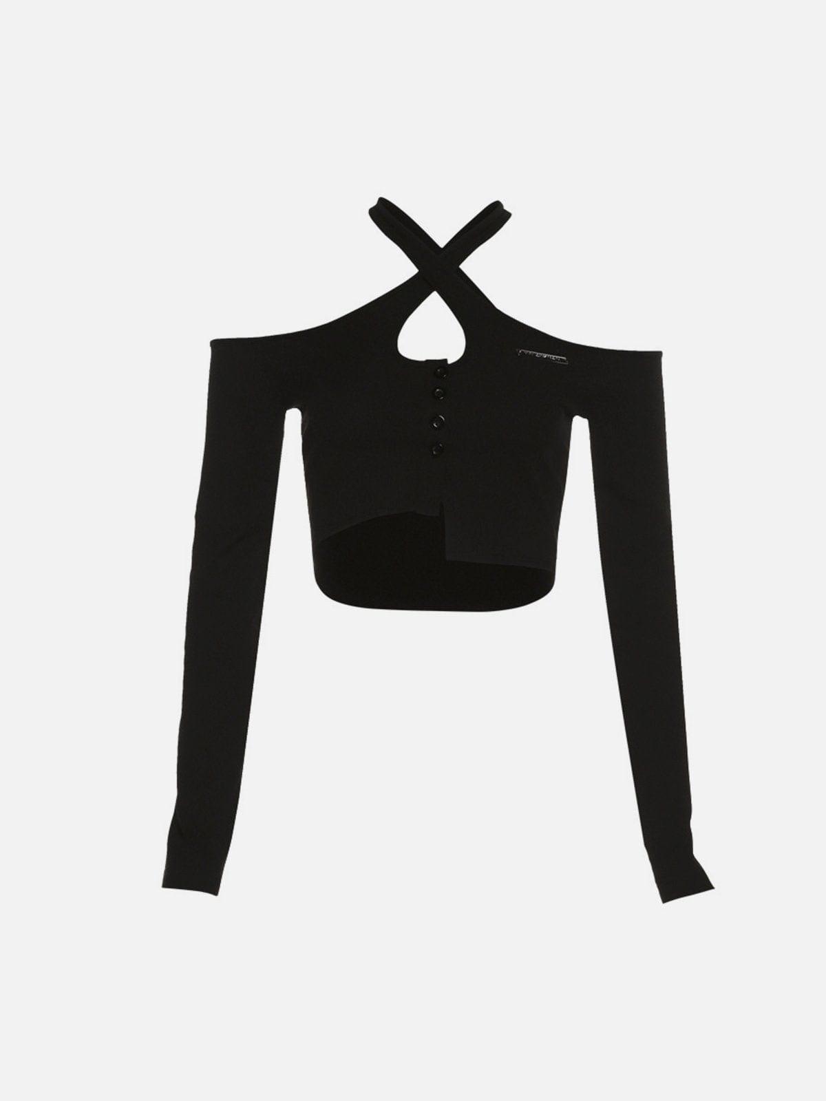 Cross Strap Long Sleeve T Shirt
