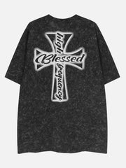 Washed Cross Letters Graphic Tee
