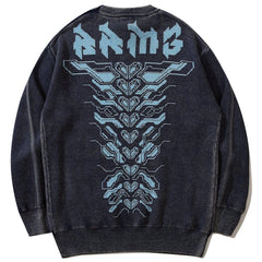 Mechanical Print Washed Sweatshirt